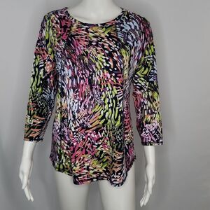 Westbound Swirl Print 3/4 Sleeve Top